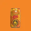 Bright orange can with bold graphic design.