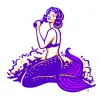 Purple mermaid illustration with flowing hair.