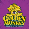 Whimsical illustration of a golden monkey logo.