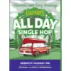 Retro-style beer label with red van illustration.